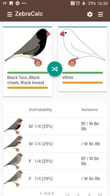 ZebraCalc Zebra Finch Variations android App screenshot 4