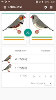 ZebraCalc Zebra Finch Variations android App screenshot 5